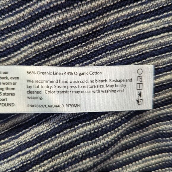 Eileen Fisher Organic Linen Striped Sweater LG Quiet Luxury Coastal Cowgirl - Picture 10 of 10